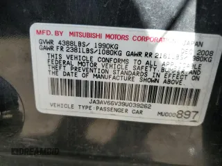 2009 Mitsubishi Lancer with VIN JA3AV66V39U039262, listed as a Copart auction lot 69342714 with 86,000 mi miles and Salvage Title. Bid and sale history available at DreamBid. Image 13.