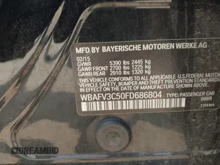 2015 BMW 5 Series 535d xDrive with VIN WBAFV3C50FD686804, listed as a IAAI auction lot 42402814 with 217,892 mi miles and . Bid and sale history available at DreamBid. Image 9.