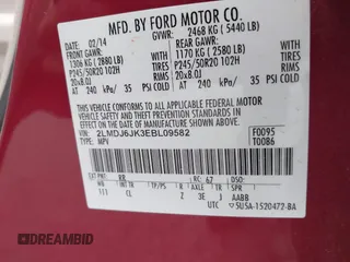 2014 Lincoln MKX with VIN 2LMDJ6JK3EBL09582, listed as a IAAI auction lot 41520611 with 157,022 mi miles. Bid and sale history available at carsss.com. Image 9.