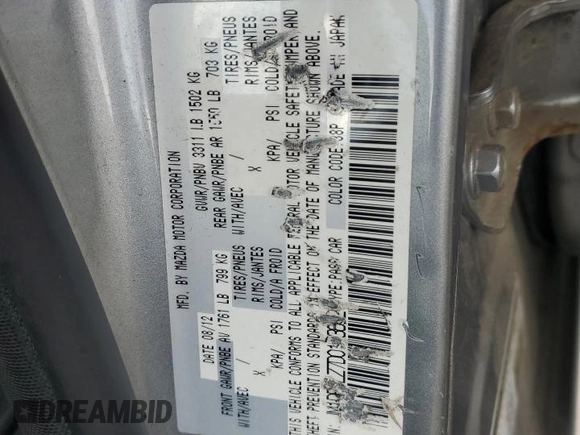 2013 Mazda 2 Touring z VIN JM1DE1LZ7D0153662, wystawiony jako Copart lot #58562435 z przebiegiem 109 329 mil mil oraz Szkoda całkowita • Salvage title. Historia ofert i sprzedaży dostępna na DreamBid. Obrazek 12.