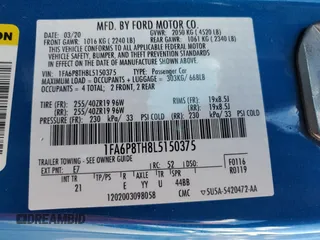 2020 Ford Mustang EcoBoost with VIN 1FA6P8TH8L5150375, listed as a Copart auction lot 43205225 with 88,684 mi miles and Salvage Title. Bid and sale history available at carsss.com. Image 13.