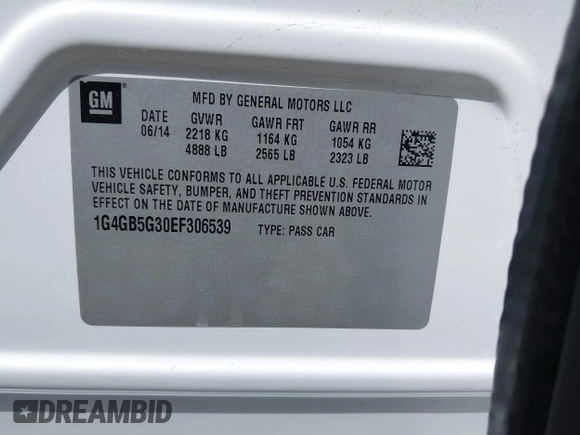 2014 Buick LaCrosse Leather with VIN 1G4GB5G30EF306539, listed as a IAAI auction lot 42133530 with 88,406 mi miles. Bid and sale history available at carsss.com. Image 9.