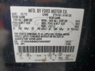 2013 Ford Explorer с VIN 1FM5K8B86DGA93987, выставлен на аукционе Copart как лот 60677025 с пробегом 148 590 миль миль и Списание • Salvage title. История ставок и продаж доступна на DreamBid. Изображение 14.
