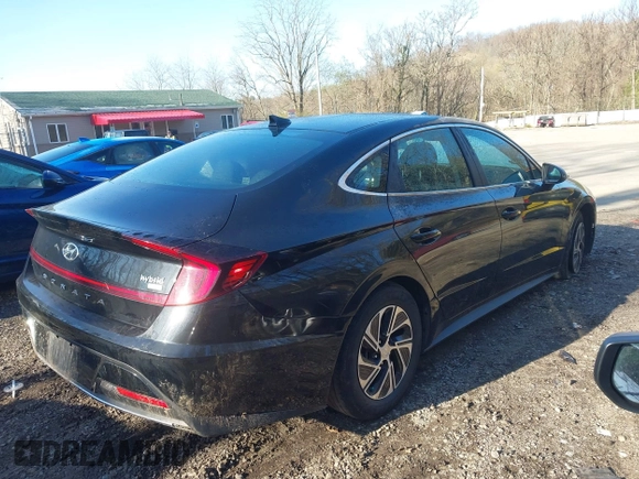 2022 Hyundai Sonata Hybrid Blue with VIN KMHL24JJ5NA041548, listed as a IAAI auction lot 41984039 with 29,281 mi miles. Bid and sale history available at carsss.com. Image 4.