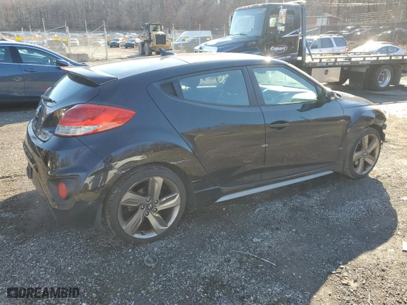 2013 Hyundai Veloster Turbo w/Black Int with VIN KMHTC6AE2DU176558, listed as a Copart auction lot 82650194 with 186,773 mi miles and Salvage Title. Bid and sale history available at carsss.com. Image 3.