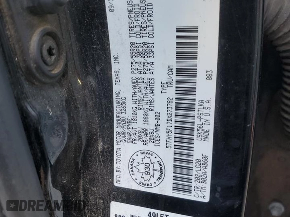2013 Toyota Tundra Limited z VIN 5TFHY5F17DX273782, wystawiony jako Copart lot #84766964 z przebiegiem 197 489 mil mil oraz Szkoda całkowita • Salvage title. Historia ofert i sprzedaży dostępna na DreamBid. Obrazek 14.