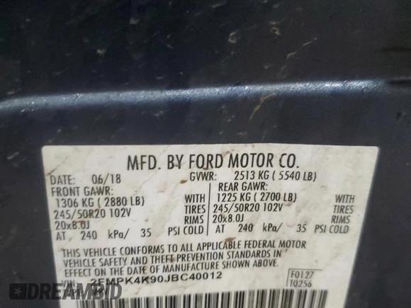 2018 Ford Edge Titanium with VIN 2FMPK4K90JBC40012, listed as a Copart auction lot 53354885 with 78,175 mi miles and Clean Title. Bid and sale history available at carsss.com. Image 13.