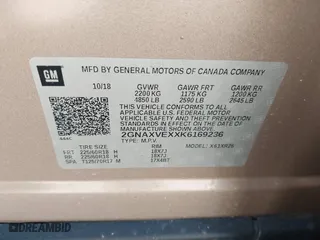 2019 Chevrolet Equinox LT with VIN 2GNAXVEXXK6169236, listed as a IAAI auction lot 41805937 with 81,194 mi miles. Bid and sale history available at carsss.com. Image 9.