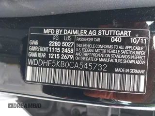 2012 Mercedes-Benz E 350 Luxury with VIN WDDHF5KB0CA545732, listed as a IAAI auction lot 42195452 with 153,874 mi miles and . Bid and sale history available at DreamBid. Image 9.
