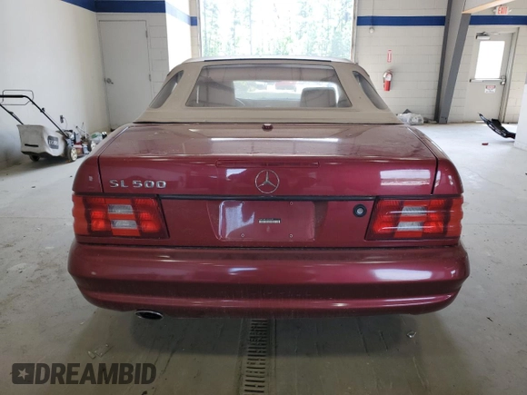 2001 Mercedes-Benz SL 500 with VIN WDBFA68FX1F200299, listed as a Copart auction lot 54422115 with 53,875 mi miles and Salvage title. Bid and sale history available at DreamBid. Image 6.