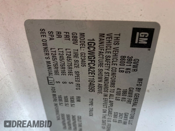 2014 Chevrolet Express Cargo with VIN 1GCWGFCA2E1184095, listed as a IAAI auction lot 42725036 with 270,636 mi miles and . Bid and sale history available at DreamBid. Image 25.