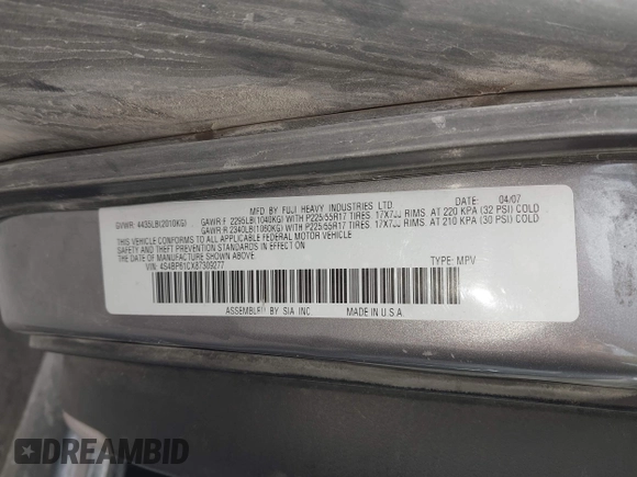 2008 Subaru Outback i with VIN 4S4BP61CX87309277, listed as a IAAI auction lot 42674474 with 288,014 mi miles and . Bid and sale history available at DreamBid. Image 9.