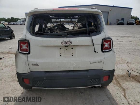 2016 Jeep Renegade Limited with VIN ZACCJADT5GPD31780, listed as a Copart auction lot 56973555 with Not provided miles and Non repairable. Bid and sale history available at DreamBid. Image 6.