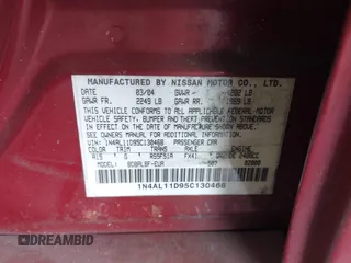 2005 Nissan Altima S z VIN 1N4AL11D95C130468, wystawiony jako IAAI lot #42357149 z przebiegiem 221 267 mil mil oraz . Historia ofert i sprzedaży dostępna na DreamBid. Obrazek 9.