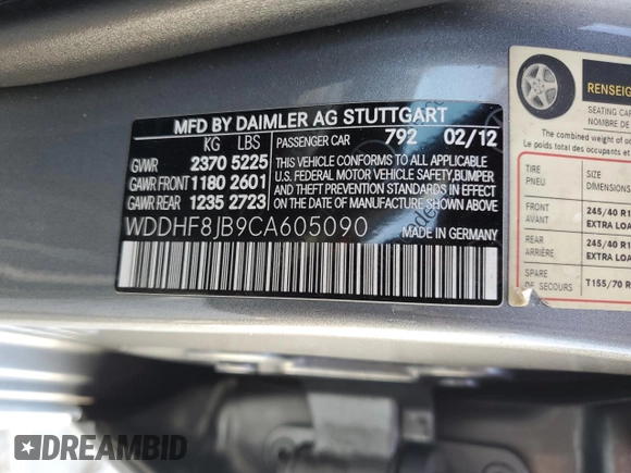 2012 Mercedes-Benz E-Class E 350 Luxury with VIN WDDHF8JB9CA605090, listed as a Copart auction lot 45882205 with 153,399 mi miles and Salvage Title. Bid and sale history available at carsss.com. Image 14.