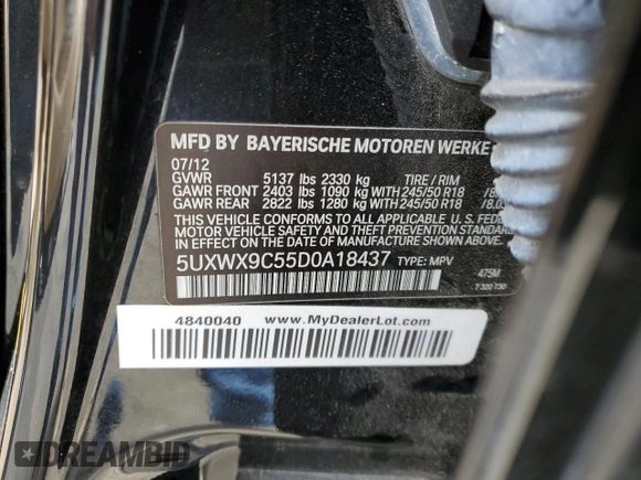 2013 BMW X3 xDrive28i with VIN 5UXWX9C55D0A18437, listed as a Copart auction lot 43840045 with 116,411 mi miles and Salvage Title. Bid and sale history available at carsss.com. Image 15.