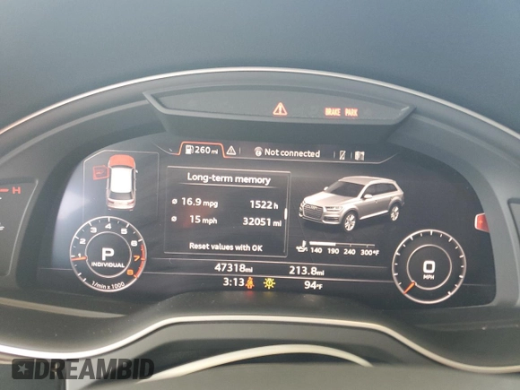 2018 Audi Q7 Prestige z VIN WA1VABF79JD053285, wystawiony jako Copart lot #58538125 z przebiegiem 47 318 mil mil oraz Szkoda całkowita • Salvage title. Historia ofert i sprzedaży dostępna na DreamBid. Obrazek 9.