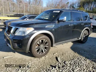 2017 Nissan Armada Platinum with VIN JN8AY2NE1H9704006, listed as a Copart auction lot 48964655 with 86,907 mi miles and Salvage Title. Bid and sale history available at carsss.com. Image 1.