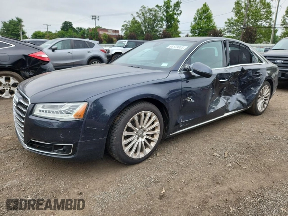 2015 Audi A8 4.0T with VIN WAUJ2AFD6FN011009, listed as a Copart auction lot 64173005 with 153,377 mi miles and Salvage title. Bid and sale history available at DreamBid. Image 1.