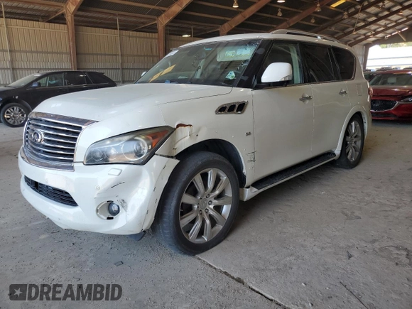 2014 Infiniti QX80 with VIN JN8AZ2NF1E9554013, listed as a Copart auction lot 58436654 with 0 mi miles and Clean Title. Bid and sale history available at carsss.com. Image 1.