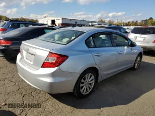 2012 Honda Civic EX with VIN 2HGFB2F88CH547273, listed as a Copart auction lot 75129954 with 206,681 mi miles and Clean Title. Bid and sale history available at DreamBid. Image 3.