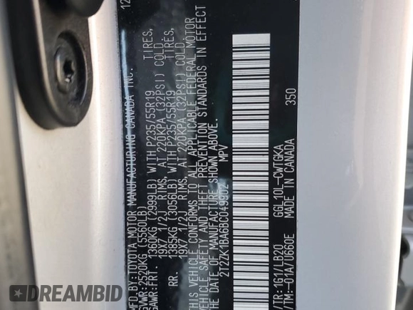2011 Lexus RX 350 with VIN 2T2ZK1BA6BC049902, listed as a Copart auction lot 46755265 with 99,332 mi miles and Salvage title. Bid and sale history available at DreamBid. Image 14.