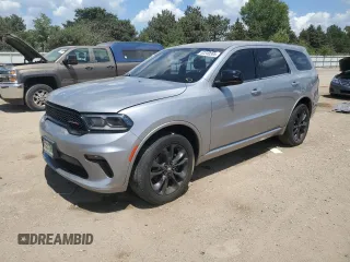 2021 Dodge Durango SXT Plus with VIN 1C4RDJAG7MC522352, listed as a Copart auction lot 62340385 with 76,593 mi miles and Salvage title. Bid and sale history available at DreamBid. Image 1.