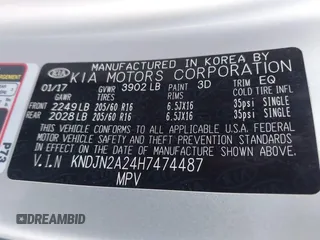 2017 Kia Soul with VIN KNDJN2A24H7474487, listed as a IAAI auction lot 41888815 with 119,105 mi miles. Bid and sale history available at carsss.com. Image 9.
