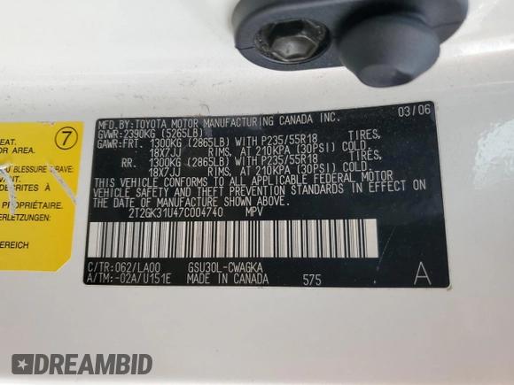 2007 Lexus RX 350 with VIN 2T2GK31U47C004740, listed as a Copart auction lot 49919095 with 156,217 mi miles and Salvage Title. Bid and sale history available at DreamBid. Image 13.