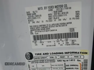 2013 Ford F-150 XL with VIN 1FTFW1CF4DFC85514, listed as a Copart auction lot 63978105 with 276,612 mi miles and Salvage title. Bid and sale history available at DreamBid. Image 12.