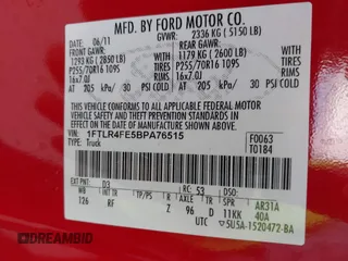 2011 Ford Ranger XLT with VIN 1FTLR4FE5BPA76515, listed as a IAAI auction lot 41742860 with 44,157 mi miles and . Bid and sale history available at DreamBid. Image 9.