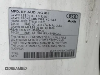 2012 Audi Q7 Prestige with VIN WA1VMAFE7CD003360, listed as a Copart auction lot 61462085 with 151,523 mi miles and Salvage title. Bid and sale history available at DreamBid. Image 13.