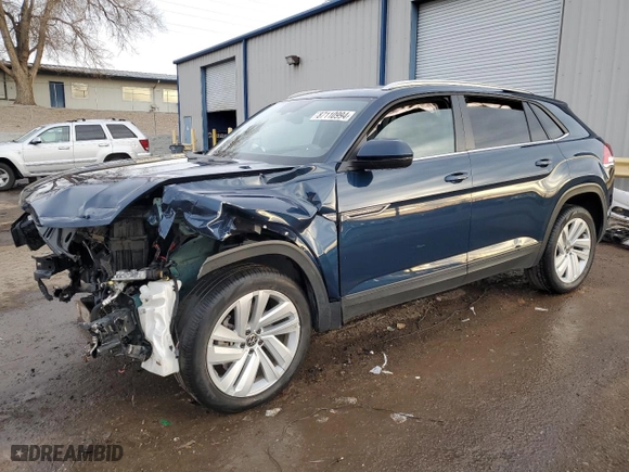 2021 Volkswagen Atlas Cross Sport 2.0T SE w/Technology with VIN 1V2JC2CA7MC225742, listed as a Copart auction lot 87110994 with 0 mi miles and Salvage Title. Bid and sale history available at carsss.com. Image 1.