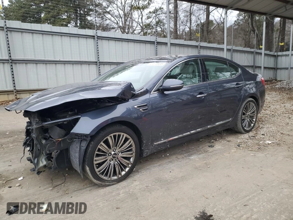 2015 Kia Cadenza Premium with VIN KNALN4D75F5187712, listed as a Copart auction lot 41878935 with 102,016 mi miles and Salvage Title. Bid and sale history available at carsss.com. Image 1.
