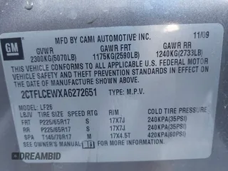 2010 GMC Terrain SLE-1 with VIN 2CTFLCEWXA6272651, listed as a IAAI auction lot 41649596 with 112,538 mi miles. Bid and sale history available at carsss.com. Image 9.