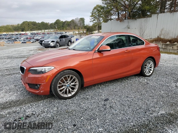 2015 BMW 2 Series 228i with VIN WBA1F5C57FV256605, listed as a Copart auction lot 44192755 with 155,473 mi miles and Clean Title. Bid and sale history available at carsss.com. Image 1.