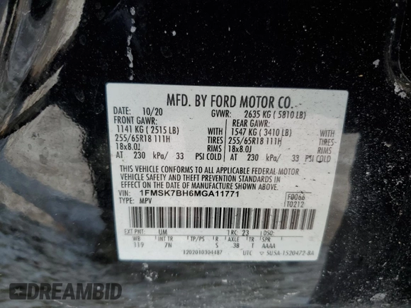 2021 Ford Explorer with VIN 1FMSK7BH6MGA11771, listed as a Copart auction lot 42399355 with 81,567 mi miles and Salvage Title. Bid and sale history available at carsss.com. Image 13.