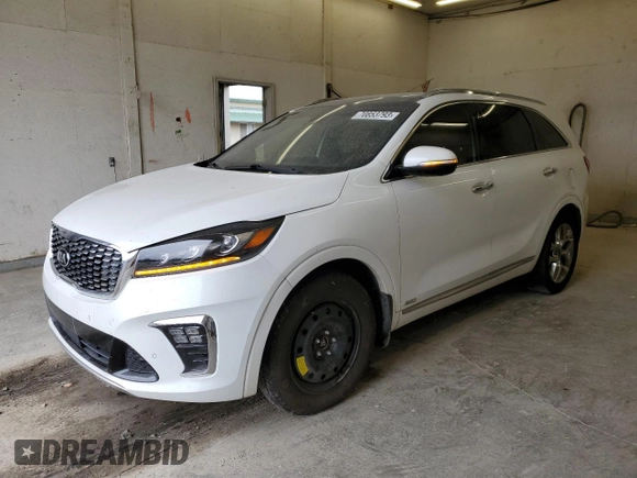2019 Kia Sorento SX Limited with VIN 5XYPKDA53KG448787, listed as a Copart auction lot 70853793 with 91,032 mi miles and Salvage Title. Bid and sale history available at carsss.com. Image 1.