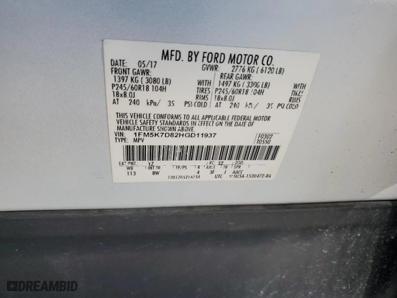 2017 Ford Explorer XLT with VIN 1FM5K7D82HGD11937, listed as a Copart auction lot 47123295 with 199,950 mi miles and Salvage Title. Bid and sale history available at carsss.com. Image 13.