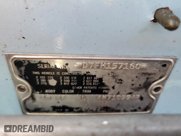 1958 Ford Thunderbird with VIN D7FH157160, listed as a Copart auction lot 80858054 with 16,024 mi miles and Salvage Title. Bid and sale history available at DreamBid. Image 13.