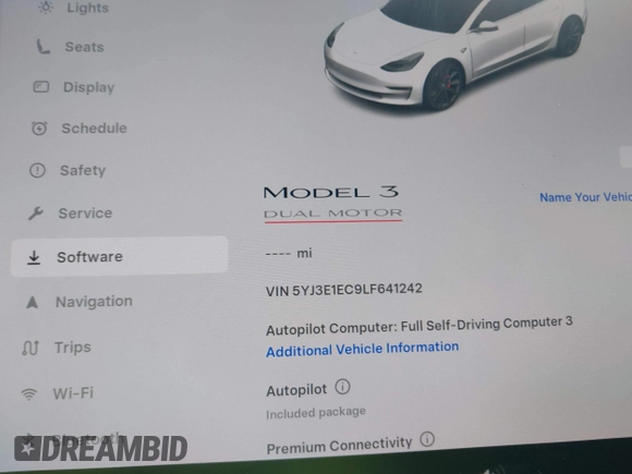 2020 Tesla Model 3 Performance z VIN 5YJ3E1EC9LF641242, wystawiony jako IAAI lot #42380146 z przebiegiem Nie podano mil oraz . Historia ofert i sprzedaży dostępna na DreamBid. Obrazek 7.