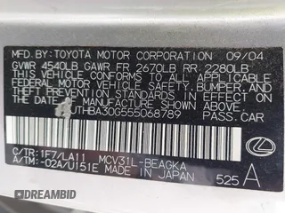 2005 Lexus ES 350 z VIN JTHBA30G555068789, wystawiony jako IAAI lot #42412848 z przebiegiem 100 430 mil mil oraz . Historia ofert i sprzedaży dostępna na DreamBid. Obrazek 9.