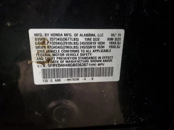 2016 Acura MDX w/Tech with VIN 5FRYD4H48GB036387, listed as a Copart auction lot 43087675 with 114,132 mi miles and Salvage Title. Bid and sale history available at carsss.com. Image 13.