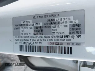 2020 Mazda CX-5 Sport with VIN JM3KFABMXL1824574, listed as a IAAI auction lot 41029057 with 47,760 mi miles. Bid and sale history available at carsss.com. Image 9.