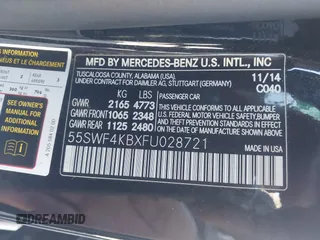 2015 Mercedes-Benz C-Class C 300 Luxury with VIN 55SWF4KBXFU028721, listed as a IAAI auction lot 41735042 with 110,142 mi miles. Bid and sale history available at carsss.com. Image 9.