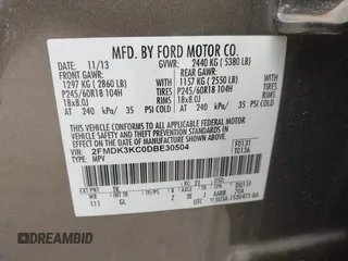 2013 Ford Edge Limited with VIN 2FMDK3KC0DBE30504, listed as a IAAI auction lot 42609803 with 161,433 mi miles and . Bid and sale history available at DreamBid. Image 9.
