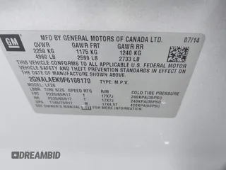 2015 Chevrolet Equinox LS z VIN 2GNALAEK0F6108170, wystawiony jako IAAI lot #40142120 z przebiegiem 161 567 mil mil oraz . Historia ofert i sprzedaży dostępna na DreamBid. Obrazek 9.