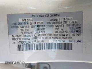 2013 Mazda CX-9 Touring with VIN JM3TB2CA0D0410866, listed as a IAAI auction lot 42712773 with 190,041 mi miles and . Bid and sale history available at DreamBid. Image 9.
