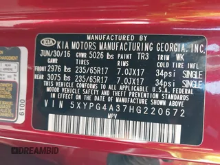 2017 Kia Sorento LX with VIN 5XYPG4A37HG220672, listed as a IAAI auction lot 41949310 with 196,269 mi miles. Bid and sale history available at carsss.com. Image 9.