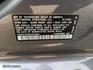 2020 Volkswagen Passat 2.0T SE with VIN 1VWSA7A33LC014563, listed as a Copart auction lot 73009942 with 66,636 mi miles. Bid and sale history available at carsss.com. Image 12.